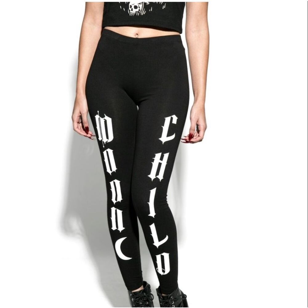 Blackcraft Cult Moon Child Leggings Black Goth Size XSmall Nwt